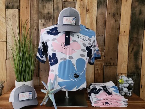 Floral Performance Golf Polo Shirt for Men
